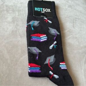 Hot Sox Men's Black Graduation Crew  Socks Brand New